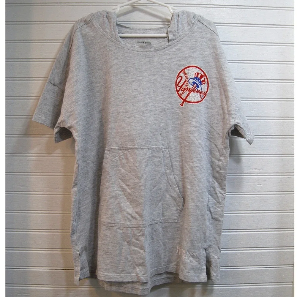New York Yankees Youth Medium‎ Hoodie Short-sleeve Official MLB Merchandise Gray